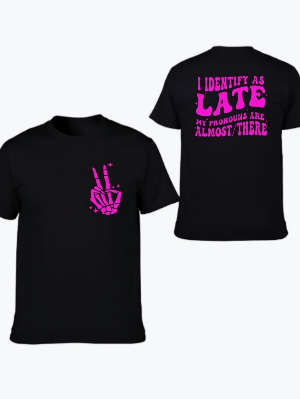 Funny shirt retro I identify as late humor popular Pink